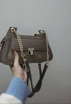 FLORA OLIVE GREEN Double Strap Shoulder Bag - bagwik