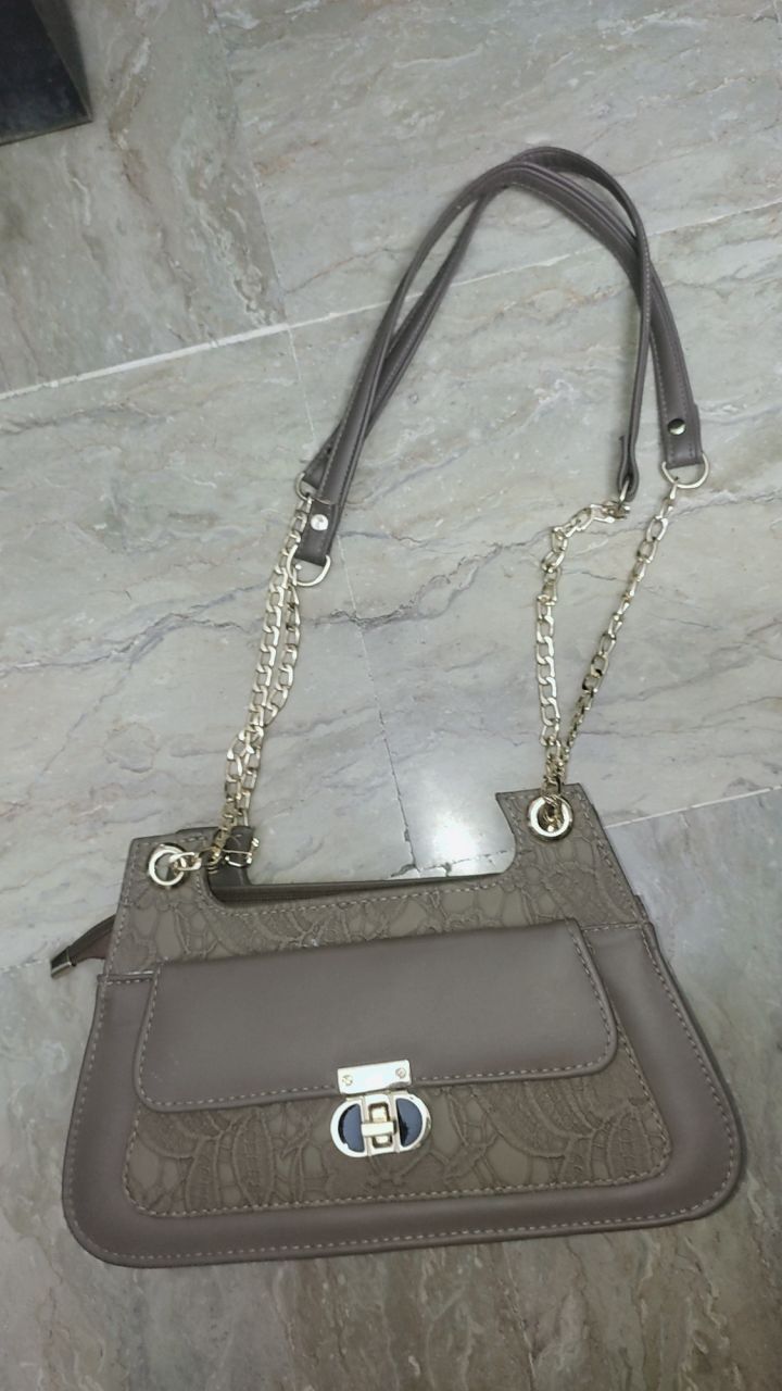 FLORA GREY Double Strap Shoulder Bag