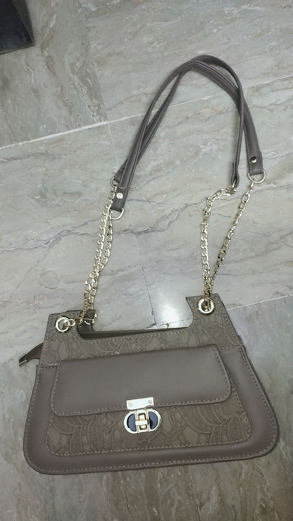 FLORA GREY Double Strap Shoulder Bag