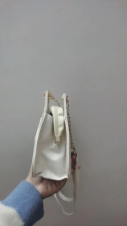 FLORA WHITE Double Strap Shoulder Bag