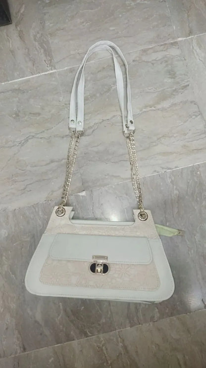 FLORA WHITE Double Strap Shoulder Bag