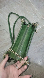 FLORA OLIVE GREEN Double Strap Shoulder Bag - bagwik
