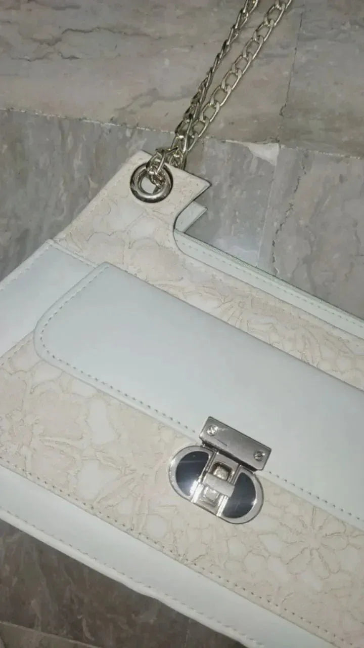 FLORA WHITE Double Strap Shoulder Bag - bagwik