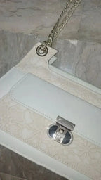 FLORA WHITE Double Strap Shoulder Bag - bagwik