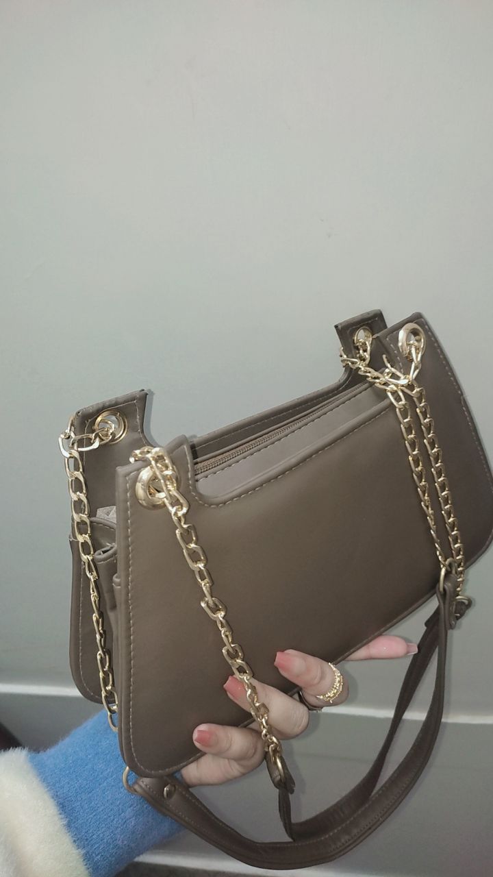 FLORA GREY Double Strap Shoulder Bag