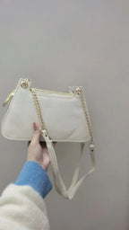 FLORA GREY Double Strap Shoulder Bag - bagwik