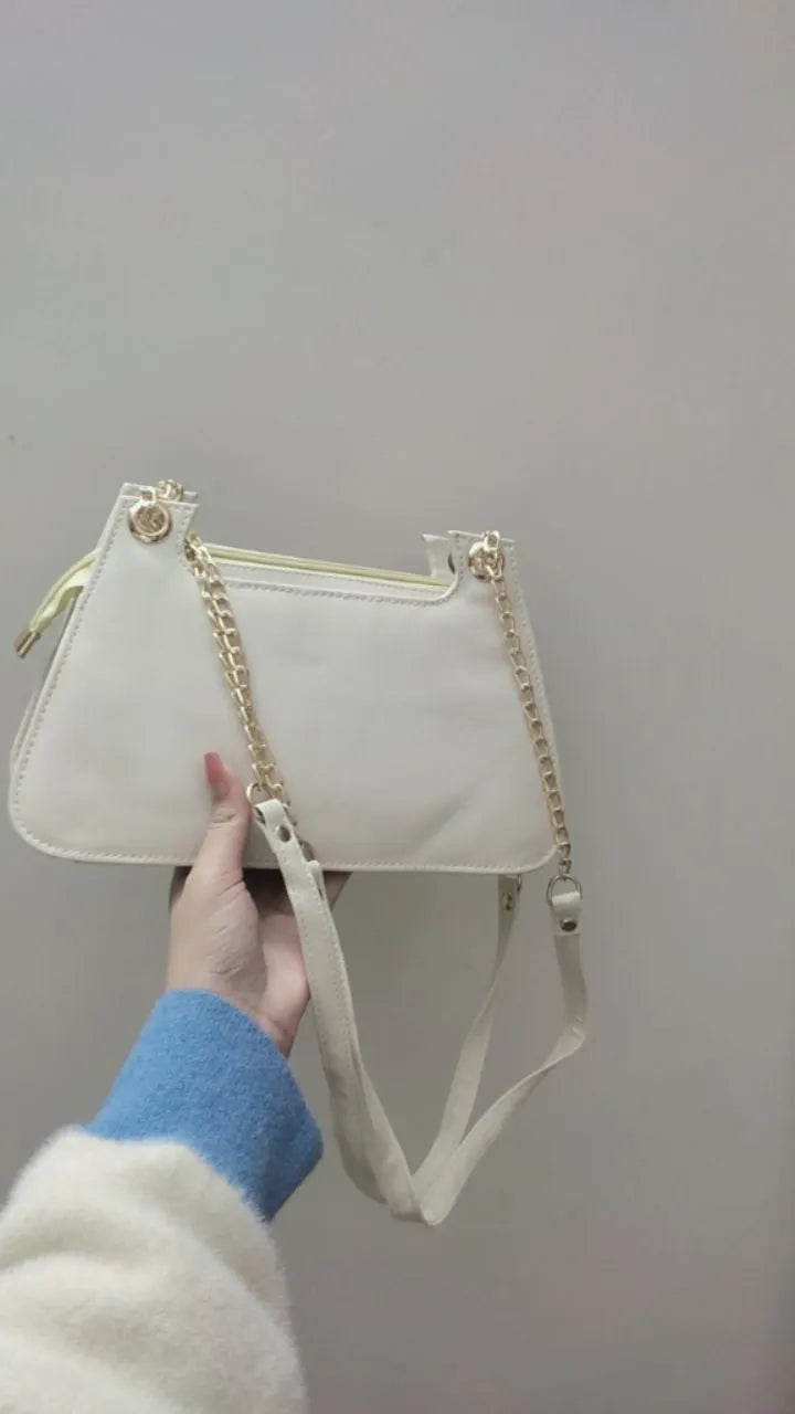 FLORA WHITE Double Strap Shoulder Bag