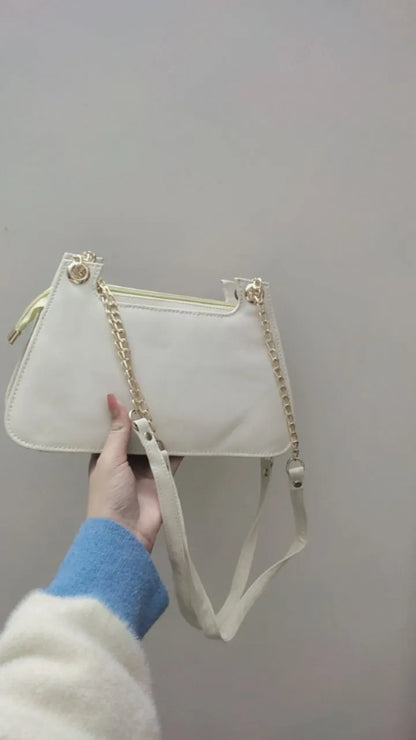 FLORA WHITE Double Strap Shoulder Bag