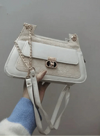 FLORA WHITE Double Strap Shoulder Bag - bagwik