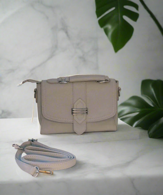Flap style crossbody bag in mist grey – affordable premium fashion