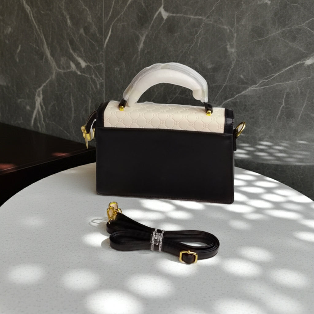 BagWik GUCCI White & Black Satchel Crossbody back view