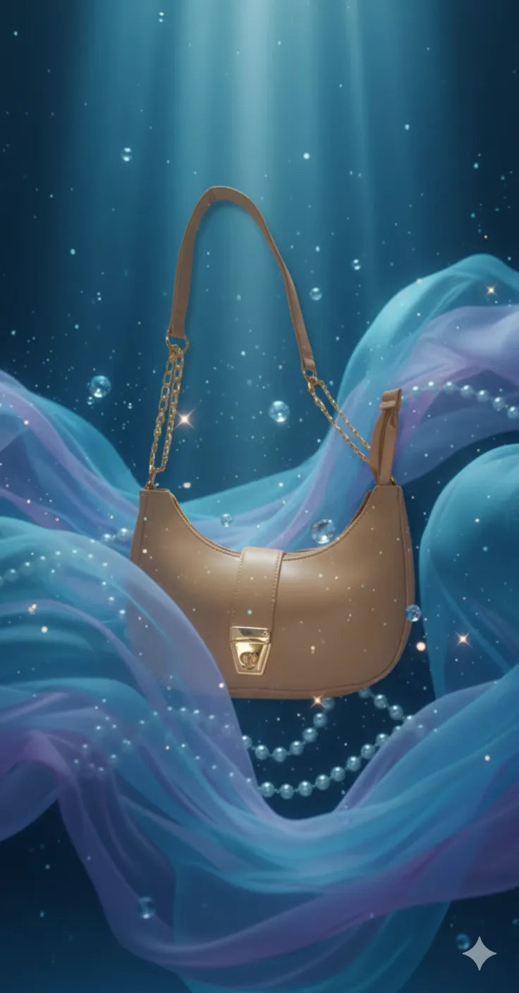 CRESCENT-beige moon bag