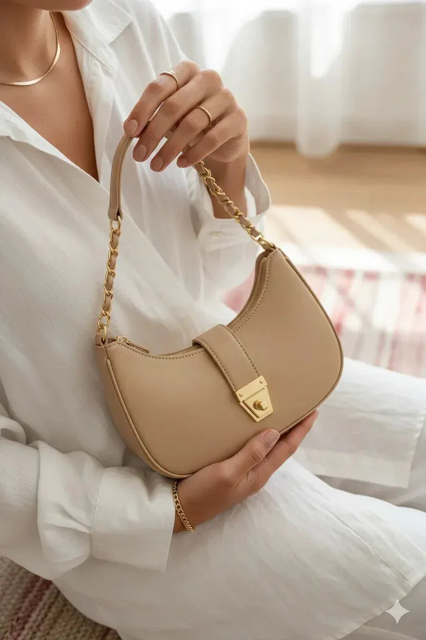 CRESCENT-beige moon bag - bagwik