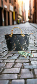 NOVA–BLACK Velvet marble pattern - bagwik