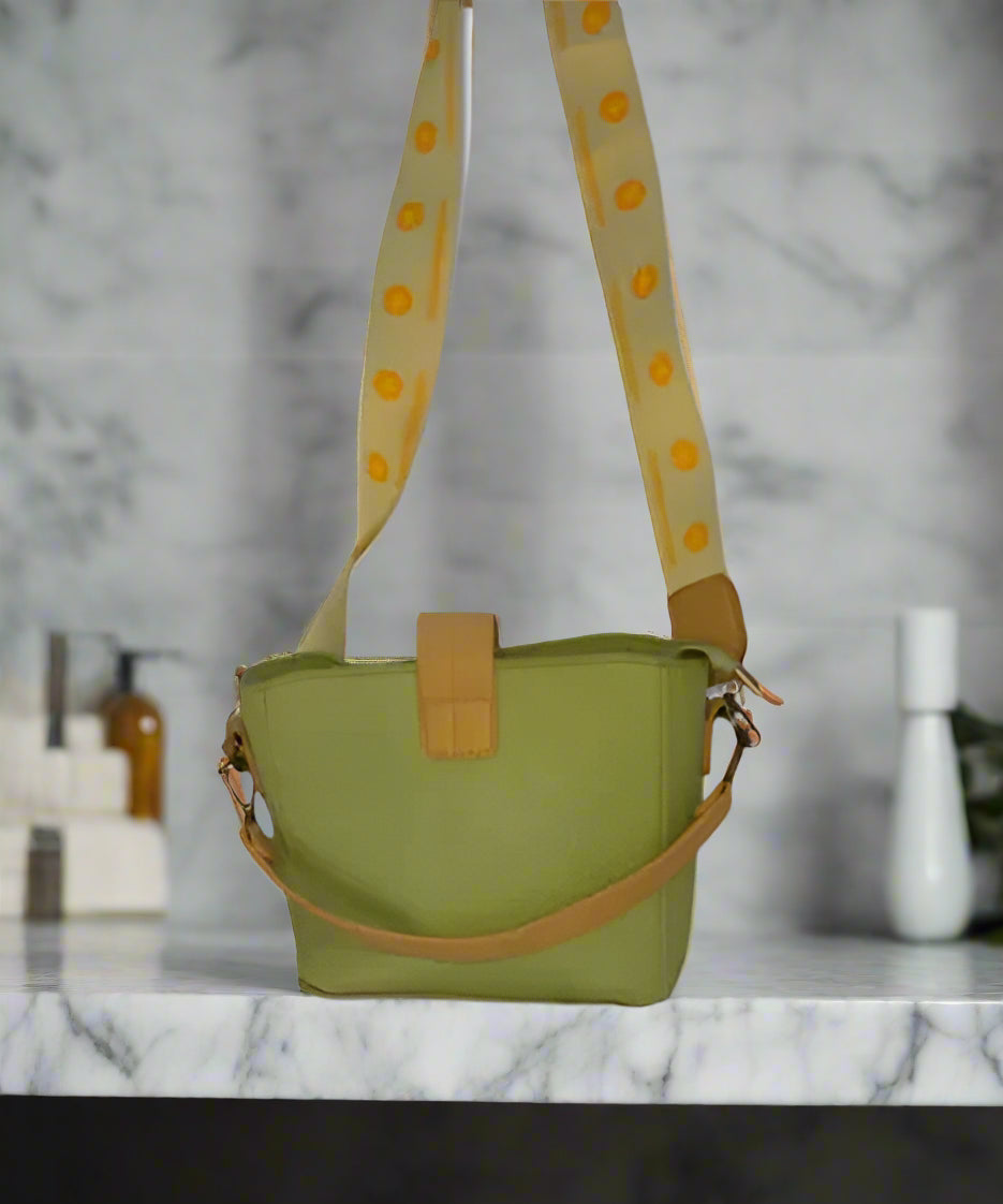 Minimalist crossbody handbag with long silky strap