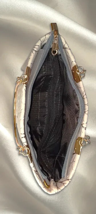 Open handbag with lightning design