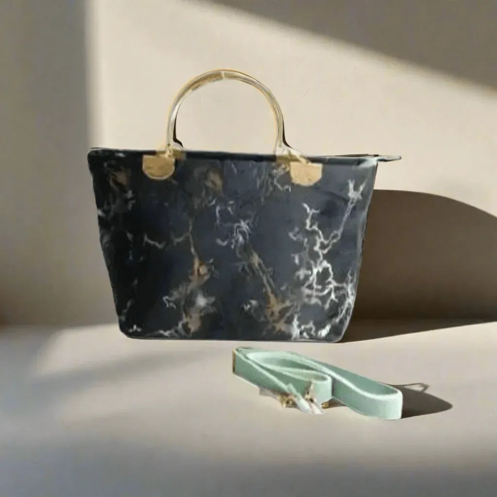 NOVA–BLACK Velvet marble pattern - bagwik