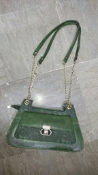 FLORA OLIVE GREEN Double Strap Shoulder Bag - bagwik