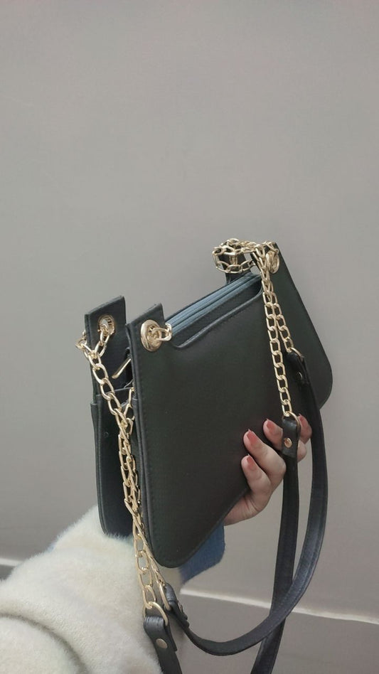 FLORA GREY Double Strap Shoulder Bag