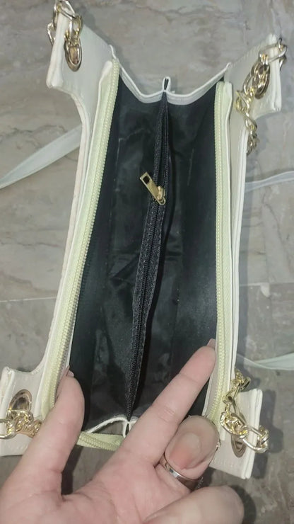 FLORA WHITE Double Strap Shoulder Bag