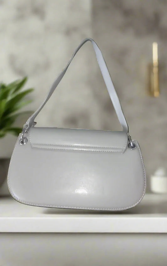 gray handbag back side