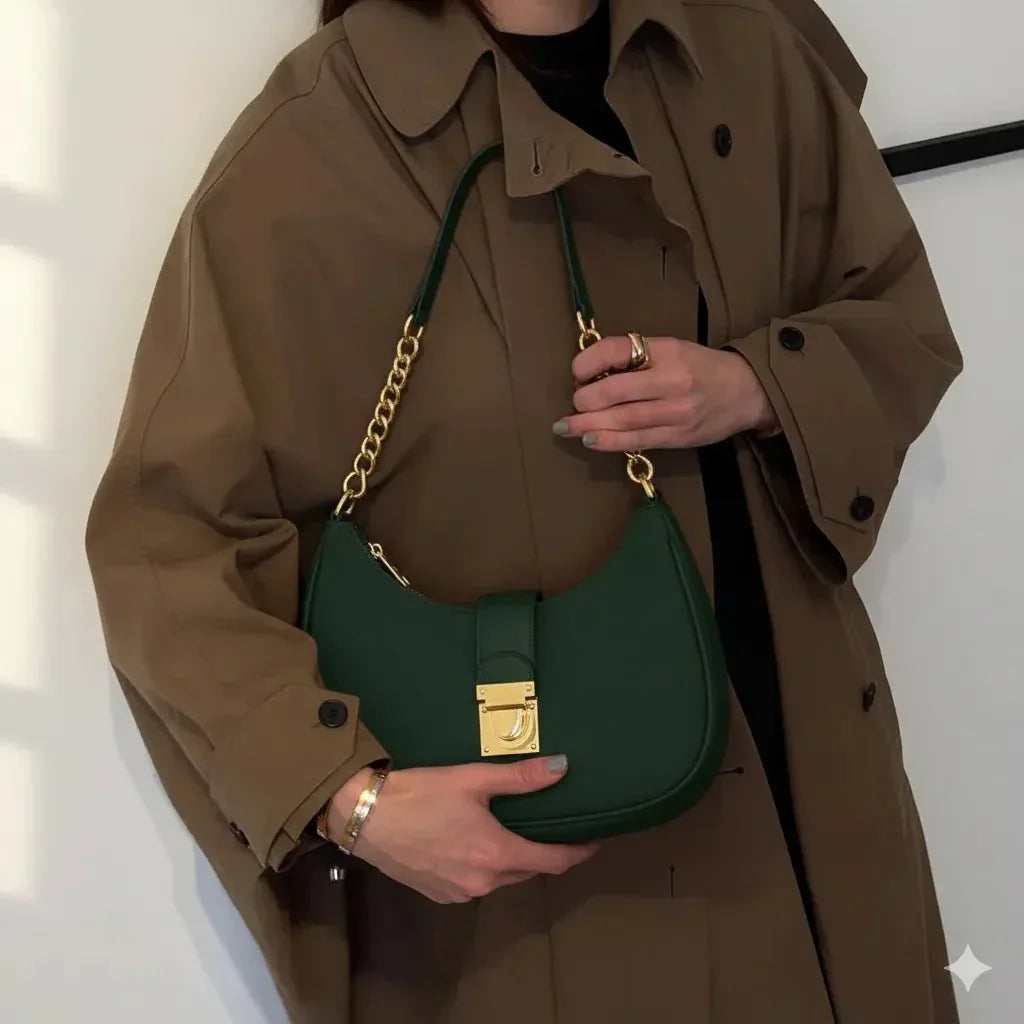 CRESCENT-Dark Green moon bag - bagwik