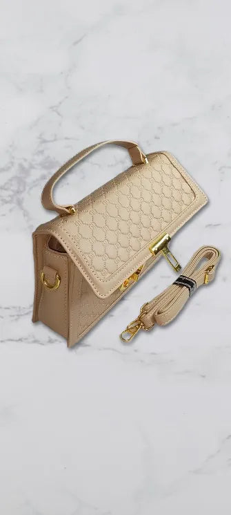 Spacious structured cream handbag for everyday use
