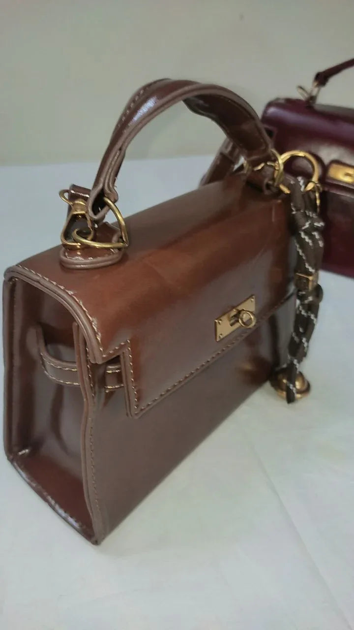 BELLA - MAROON AND BROWN Vintage Gloss Leather - bagwik