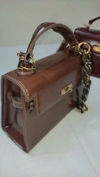 BELLA - MAROON AND BROWN Vintage Gloss Leather - bagwik