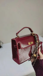 BELLA - BROWN AND MAROON Vintage Gloss Leather - bagwik
