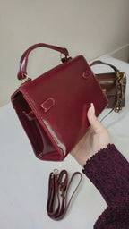 BELLA - MAROON AND BROWN Vintage Gloss Leather - bagwik