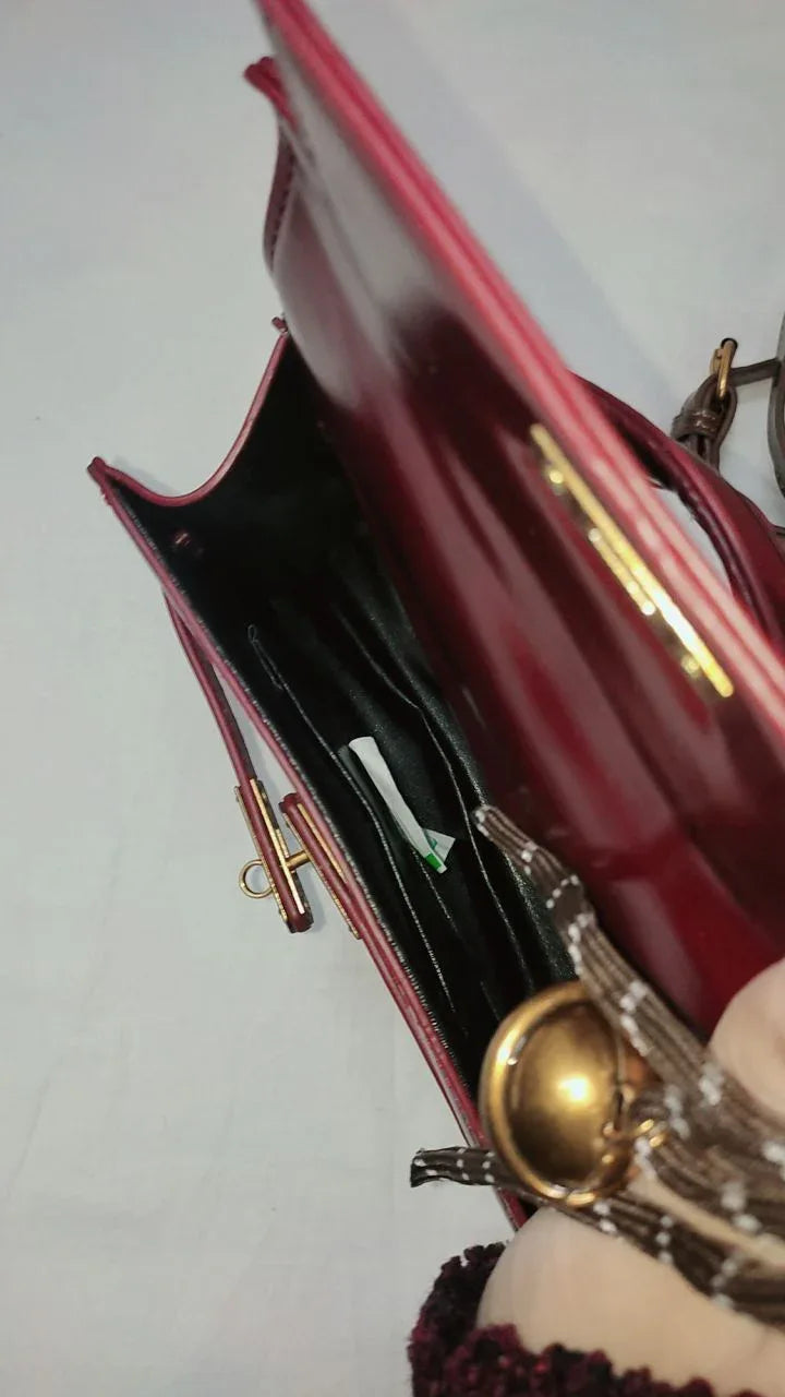 BELLA - MAROON AND BROWN Vintage Gloss Leather - bagwik