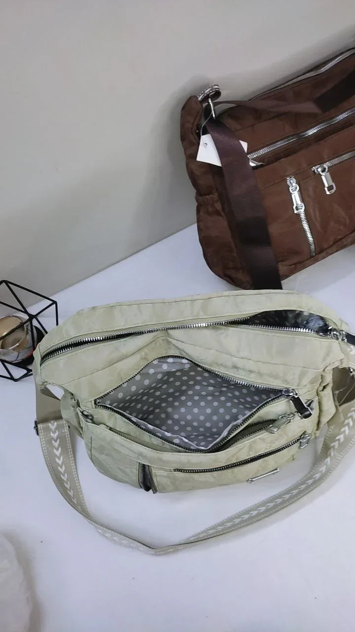 Velvy - Brown & light olive-green multi-Pocket - bagwik