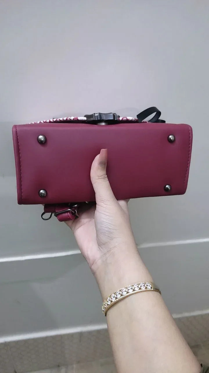 Luna - BLACK/BEIGE Pattern Satchel - bagwik