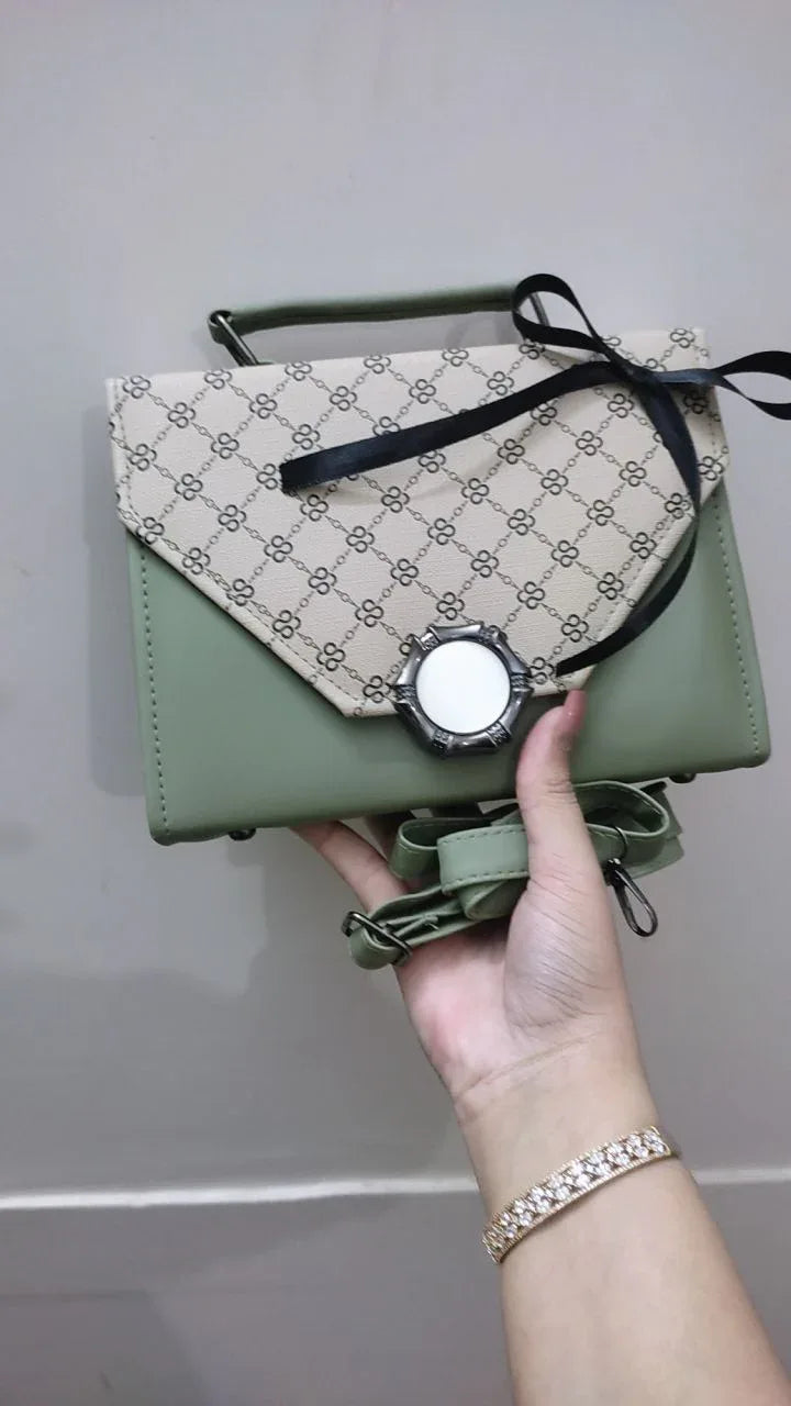Luna - OLIVE GREEN Pattern Satchel - bagwik