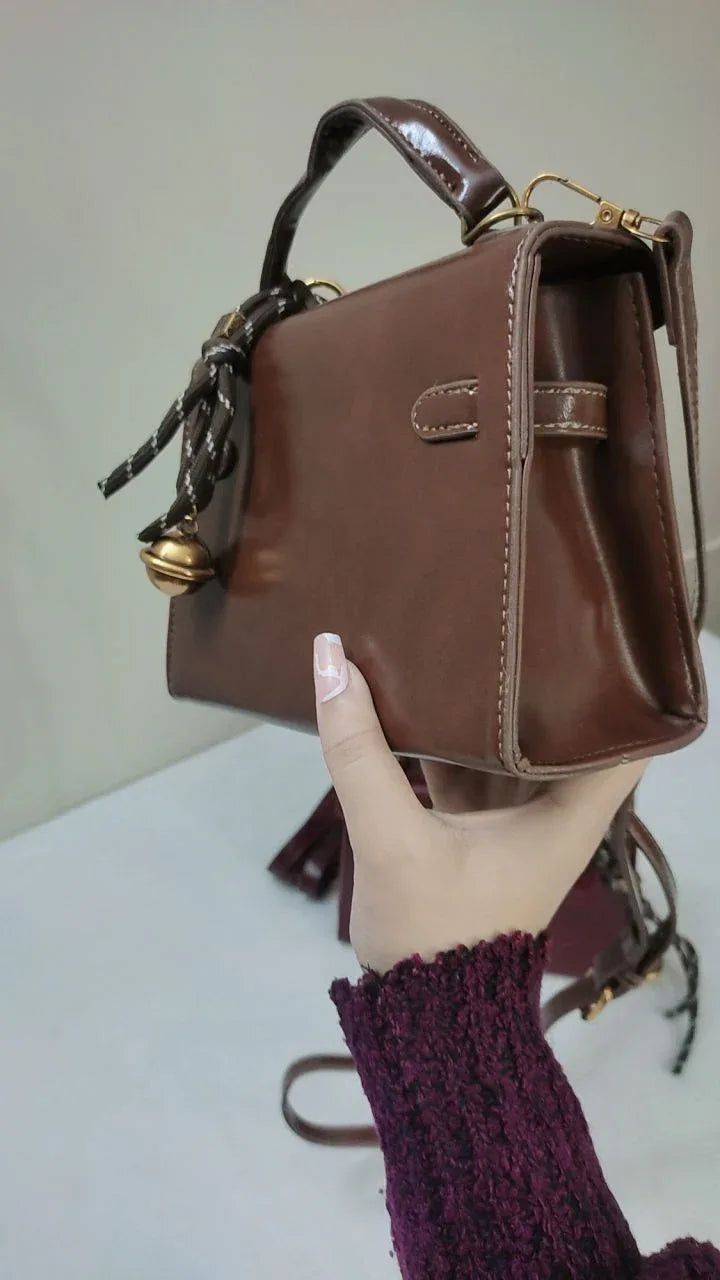 BELLA - BROWN AND MAROON Vintage Gloss Leather - bagwik