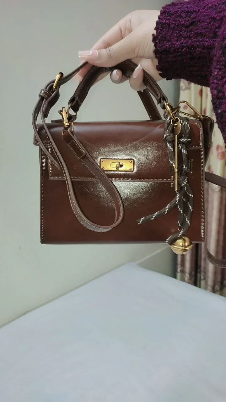 BELLA - BROWN AND MAROON Vintage Gloss Leather - bagwik