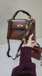 BELLA - MAROON AND BROWN Vintage Gloss Leather - bagwik