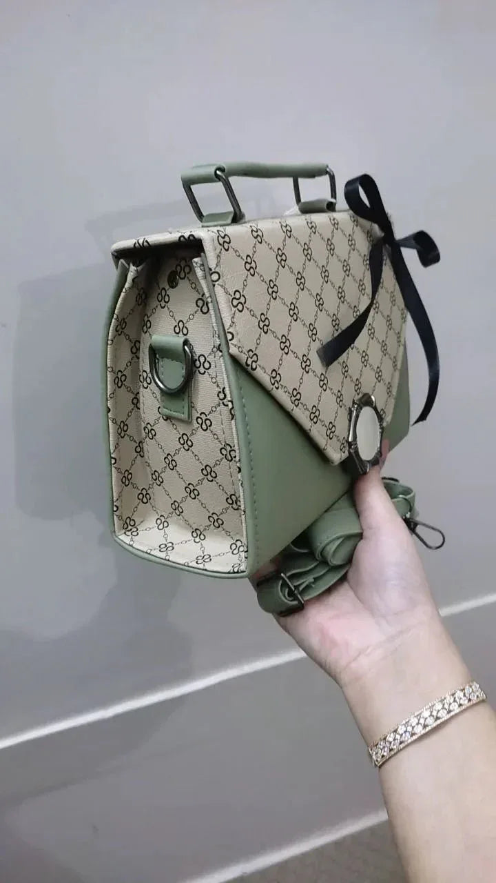 Luna - DARK BROWN/BEIGE Pattern Satchel - bagwik