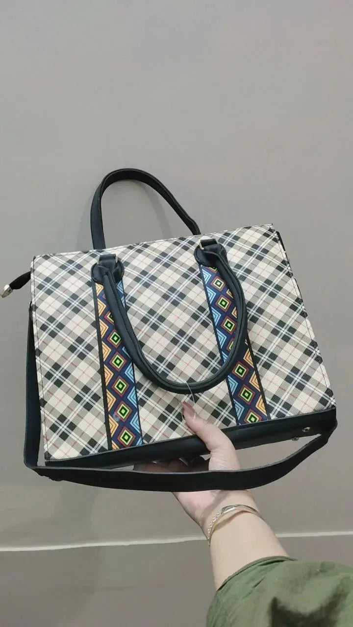 Beryl Check Tote – black/white Edition - bagwik