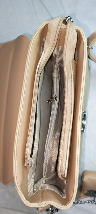 Women’s structured beige satchel crossbodyhandbag